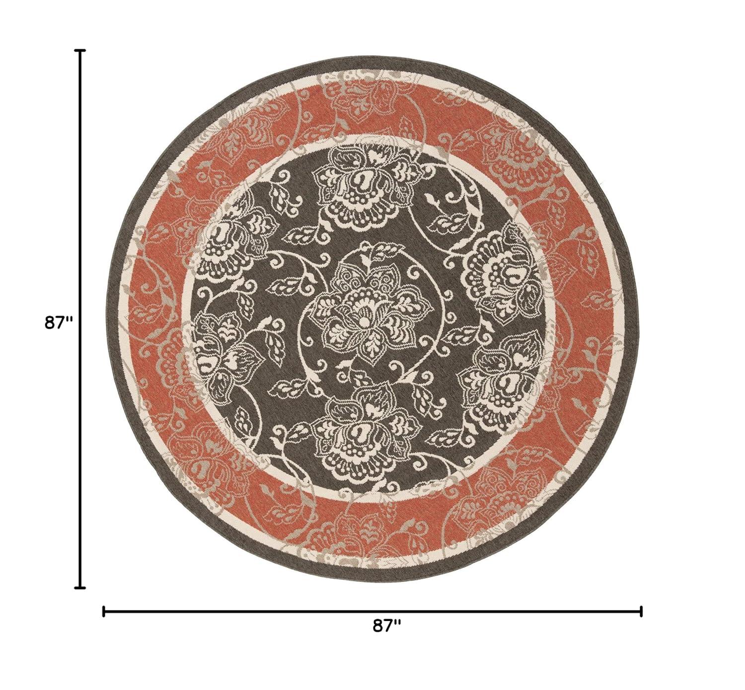Modern Round 7'3" Black Synthetic Low Pile Area Rug