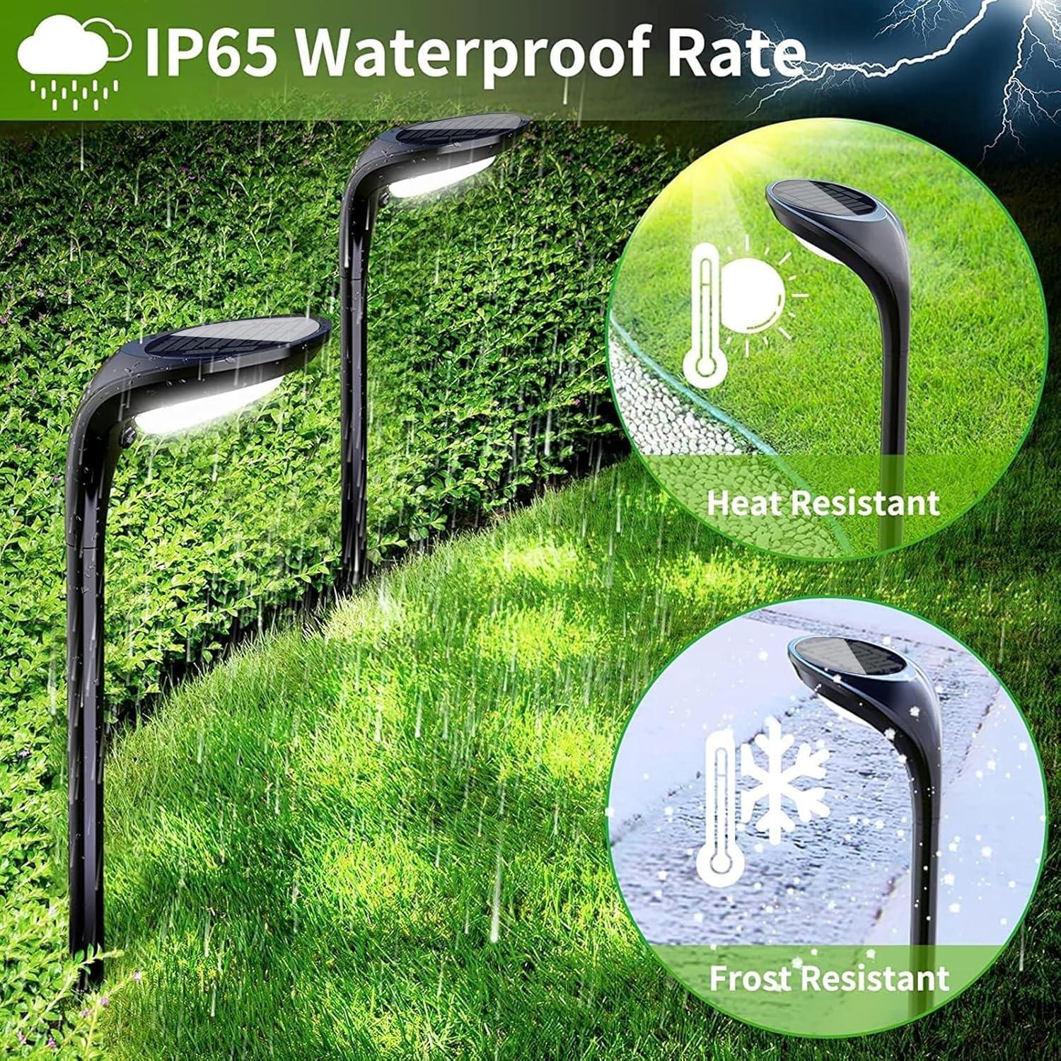 Modern Black Solar Pathway Lights with Warm and Cool White LEDs, 4-Pack