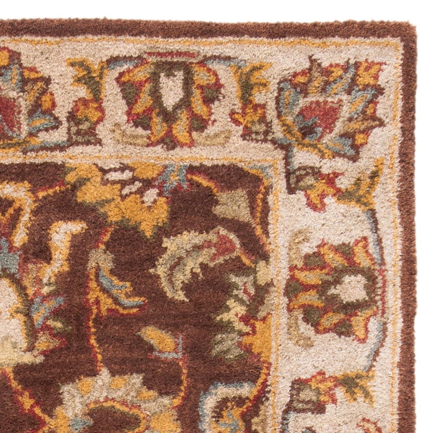 Ivory and Brown Handmade Wool Tufted Runner Rug 2'3" x 14'