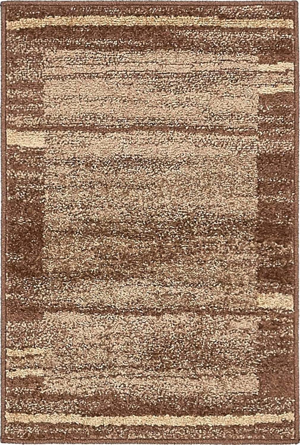 Modern Abstract Brown & Beige Indoor Area Rug - 2' x 3'