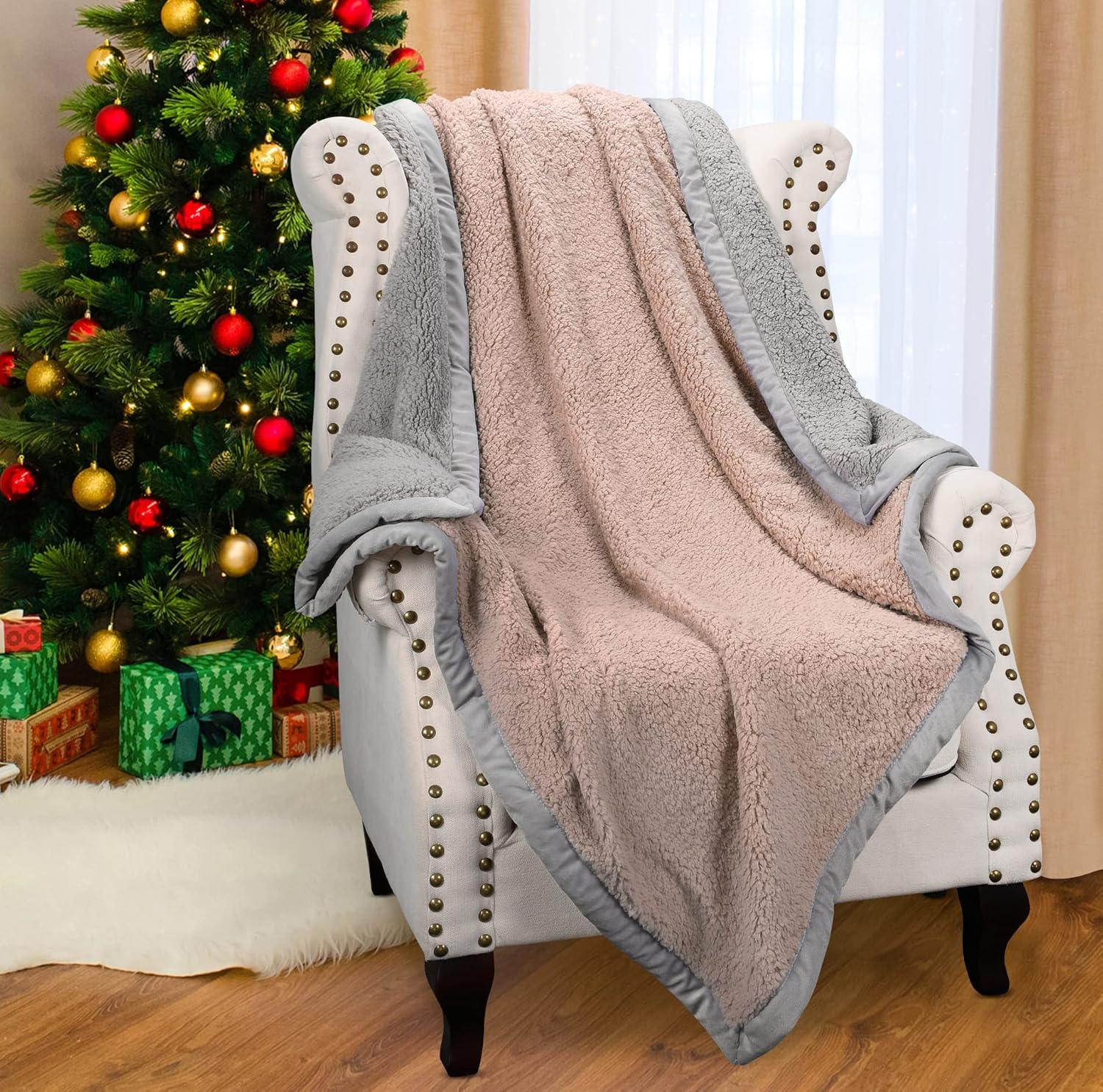 Catalonia Reversible Throw Blanket, Super Soft Fluffy Blanket, Fuzzy Comfy Warm Throws, Comfort Caring Gift, 50x60 Inches