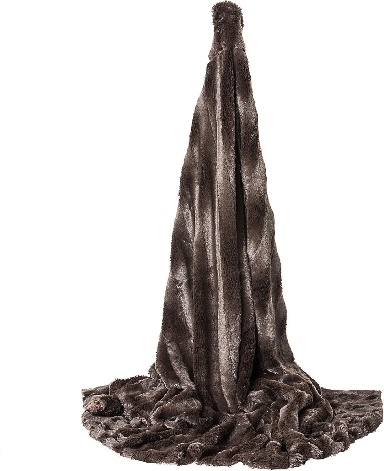 Cheer Collection Ultra Soft Faux Fur Throw Blanket - Chocolate (86" x 86")