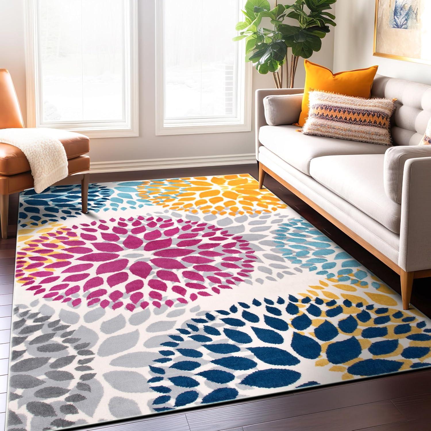 World Rug Gallery Modern Floral Circles Area Rug