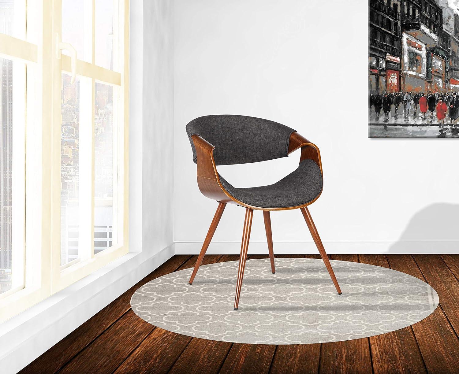 Armen Living Butterfly Modern Fabric Dining Chair in Walnut and Charcoal