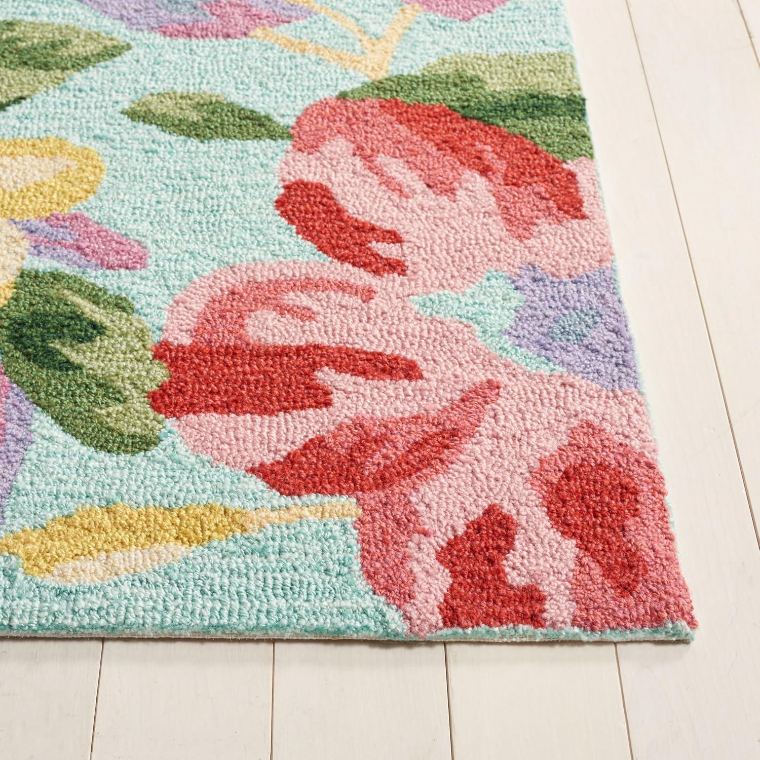 SAFAVIEH Easy Care Alan Floral Area Rug, Blue/Pink, 4' x 6'