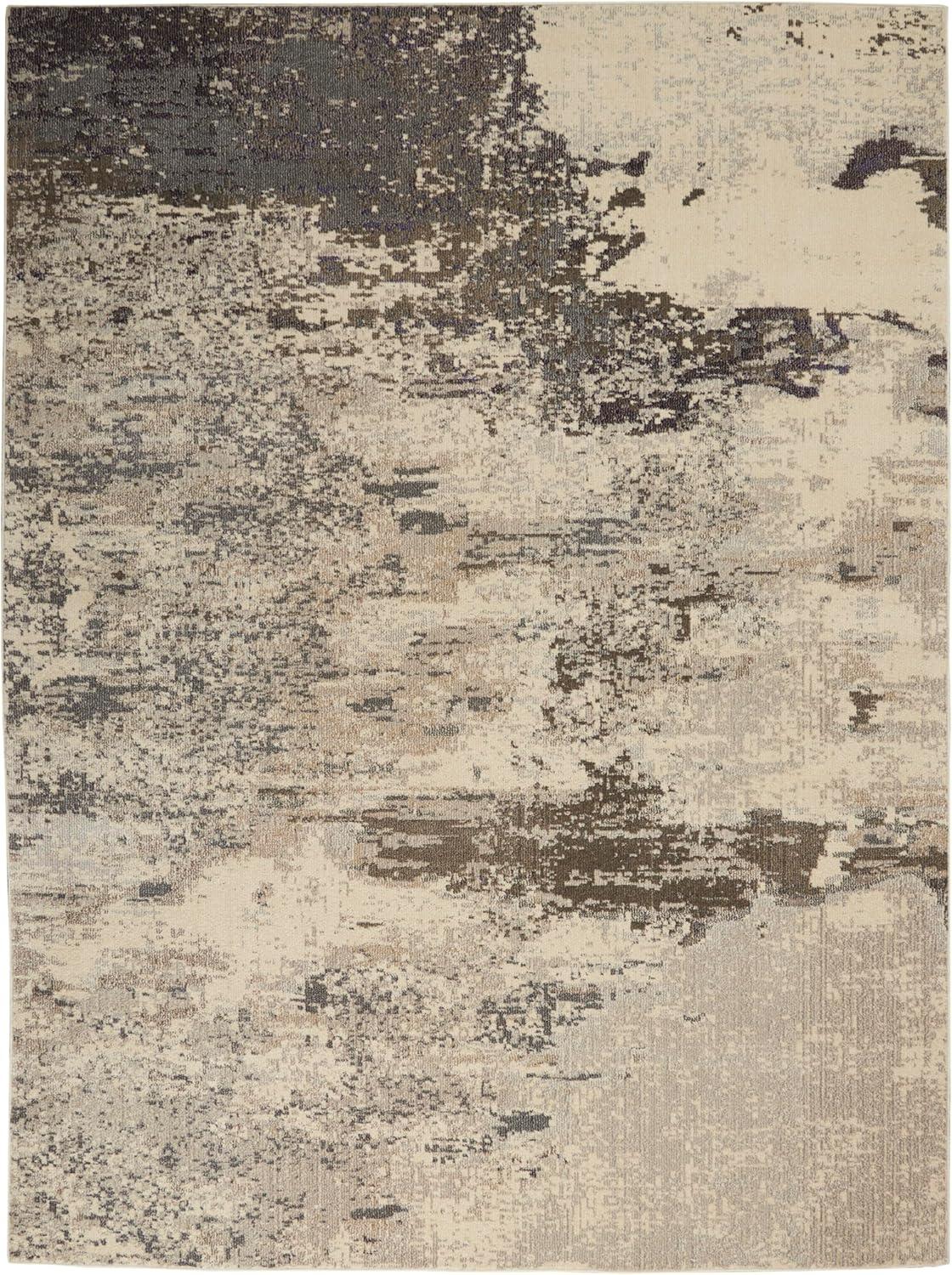 Nourison Celestial CES02 6'7" x 9'7" Ivory/Grey Area Rug