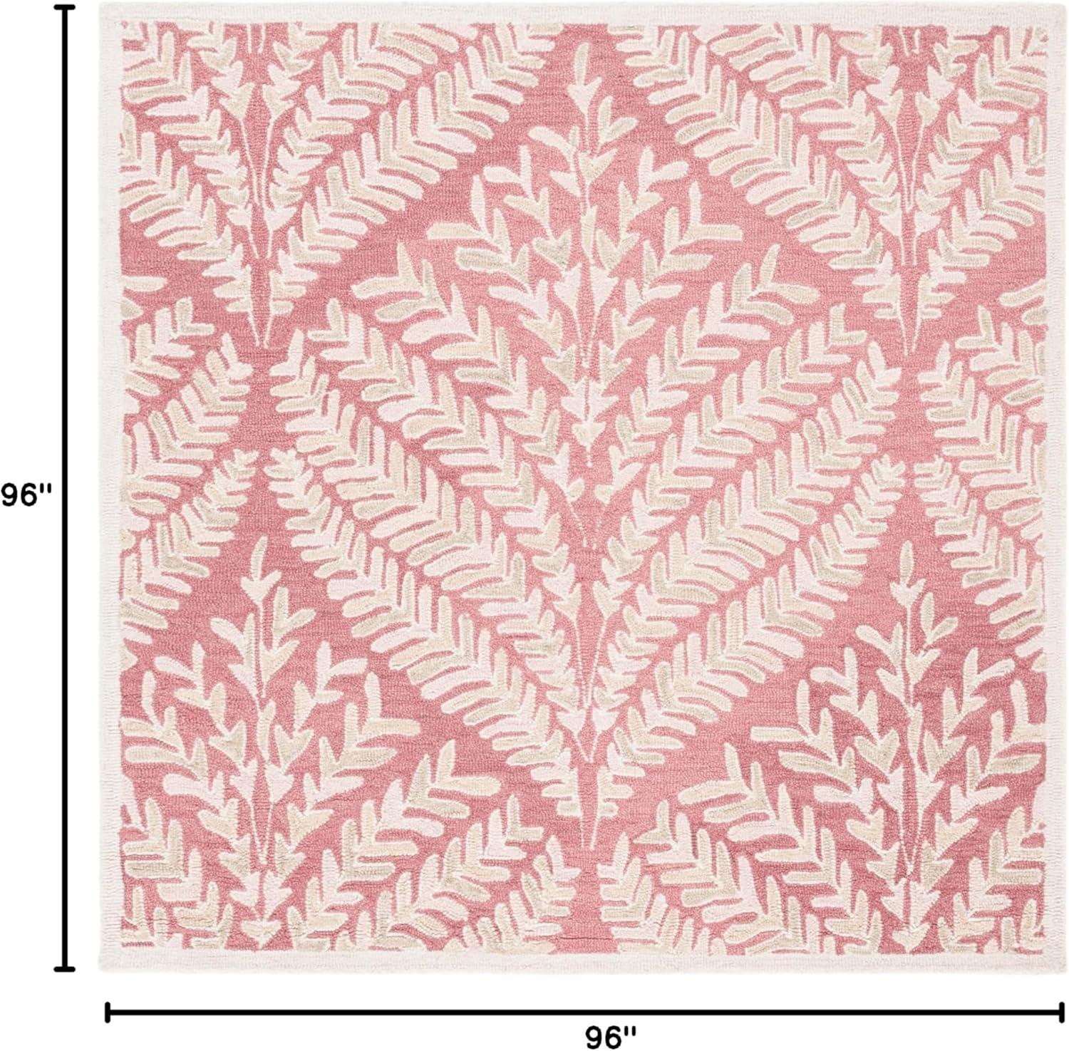 SAFAVIEH Capri Proinsias Leaves Wool Area Rug, Pink/Ivory, 8' x 8' Square