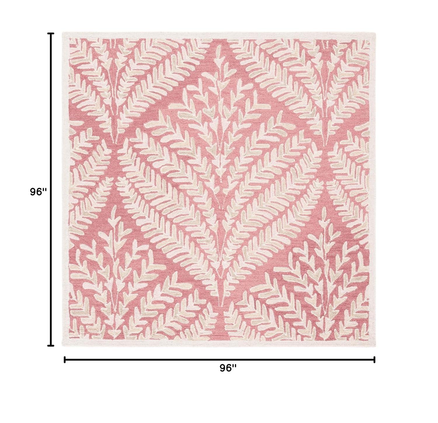 SAFAVIEH Capri Proinsias Leaves Wool Area Rug, Pink/Ivory, 8' x 8' Square