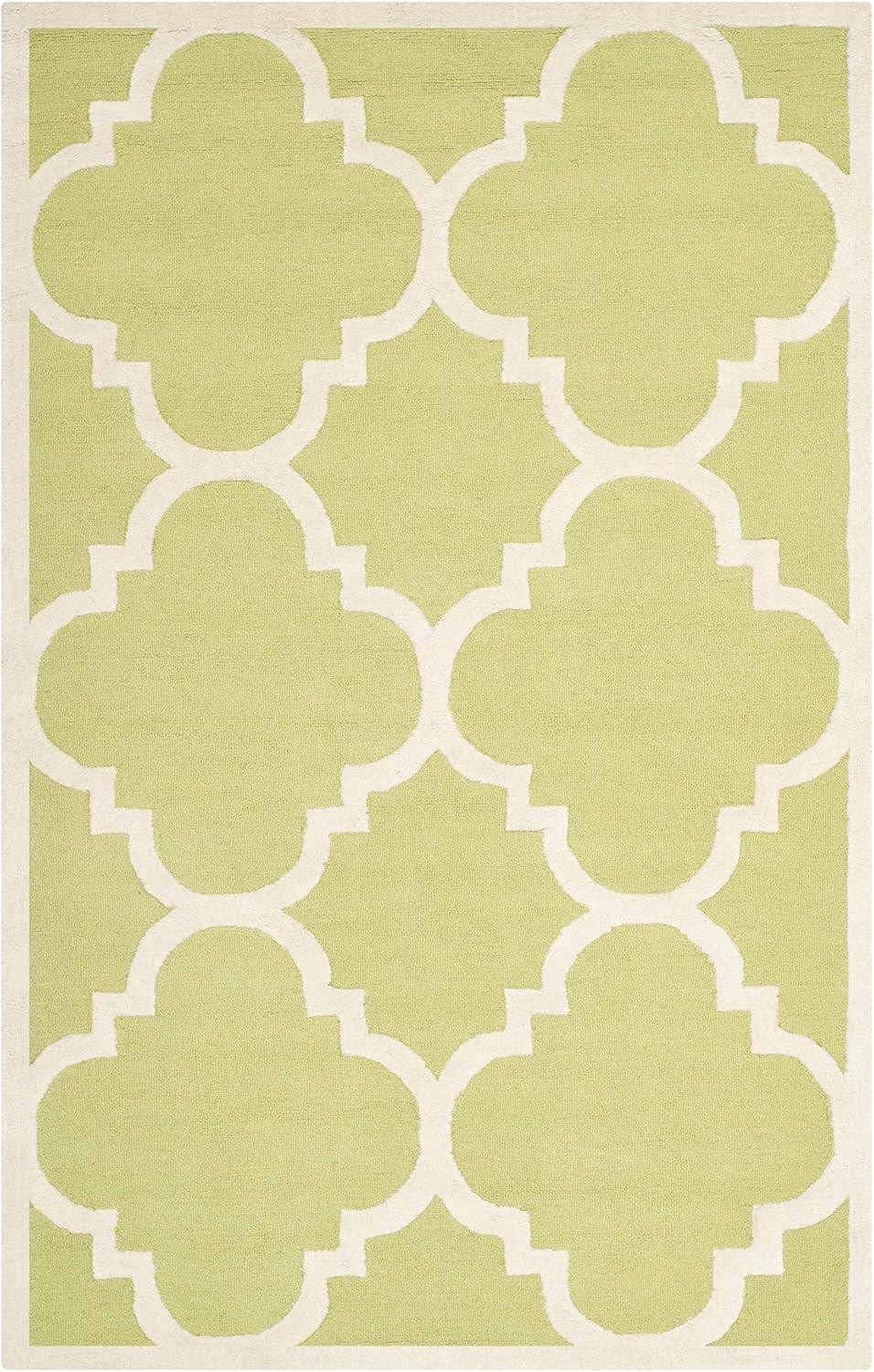 Green Ivory Elegance 5' x 8' Hand-Tufted Wool Area Rug