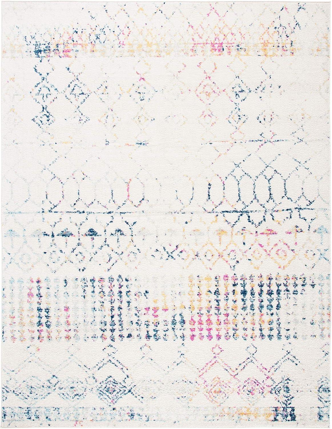 SAFAVIEH Tulum Coriander Moroccan Geometric Area Rug, 10' x 13', Ivory/Blue