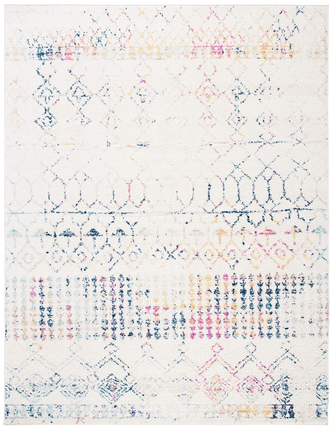 SAFAVIEH Tulum Coriander Moroccan Geometric Area Rug, 10' x 13', Ivory/Blue