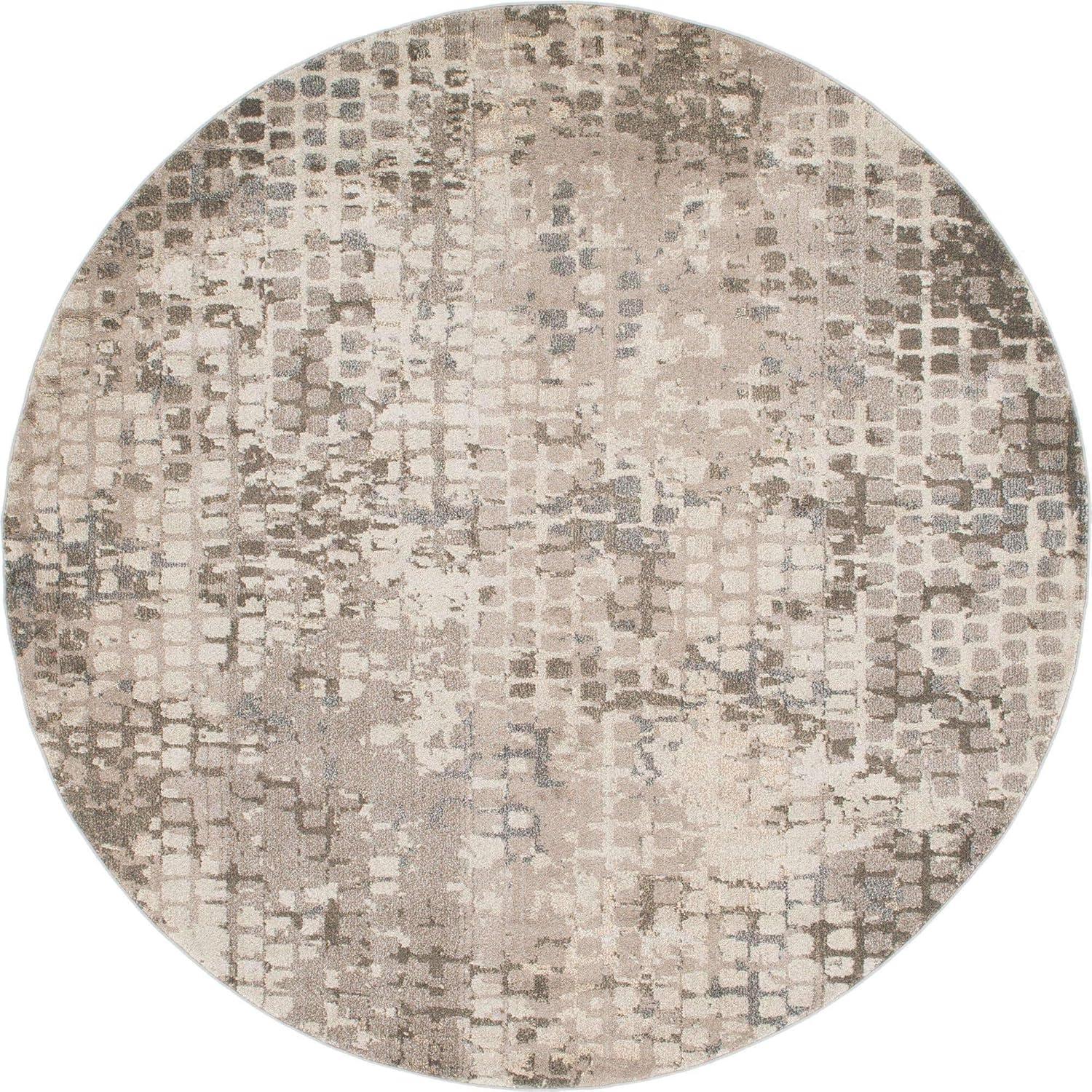 Unique Loom Chromatic Collection Area Rug - Stormy (8' Round Gray/Beige)