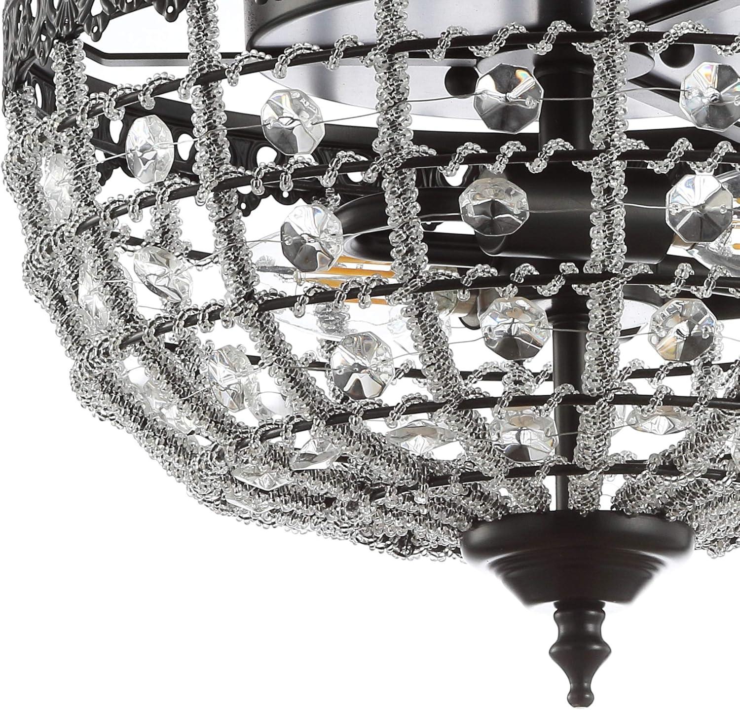 Anita 12.25" Black Metal & Clear Crystal LED Flush Mount Light