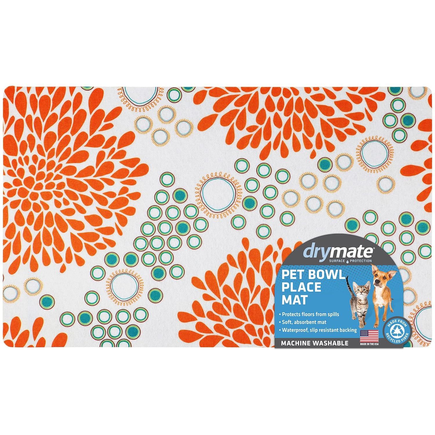 Drymate Pet Bowl Placemat, Feeding Mat For Dog & Cat - Thin, Absorbent, Waterproof, Machine Washable