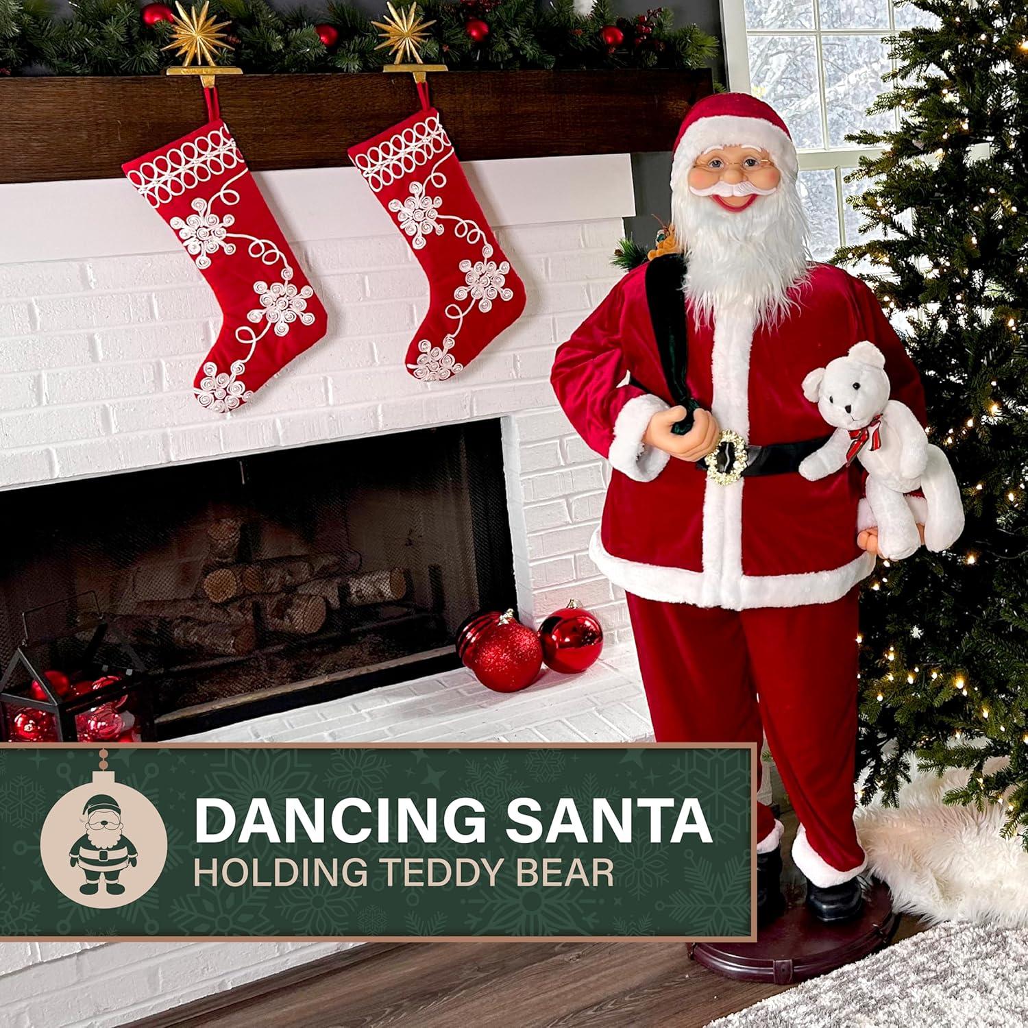 Fraser Hill Farm 58-in. Dancing Santa Animatronic with Teddy Bear