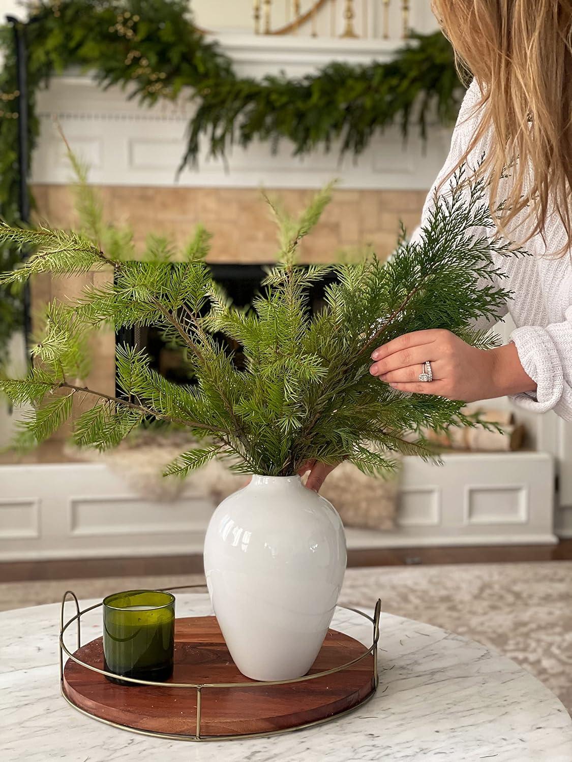 Willowy 10 Inch Elegant Glossy Porcelain Vase - White Ceramic Vase, Large Ceramic for Vases Home Decor, Tall White Decorative Vases for Pampas Grass