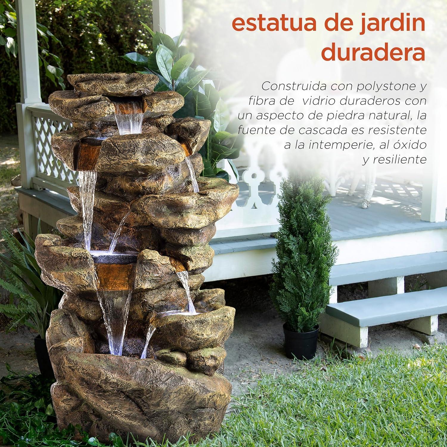 Alpine Corporation 6-Tier Amazonian Water Fountain with LED Lights