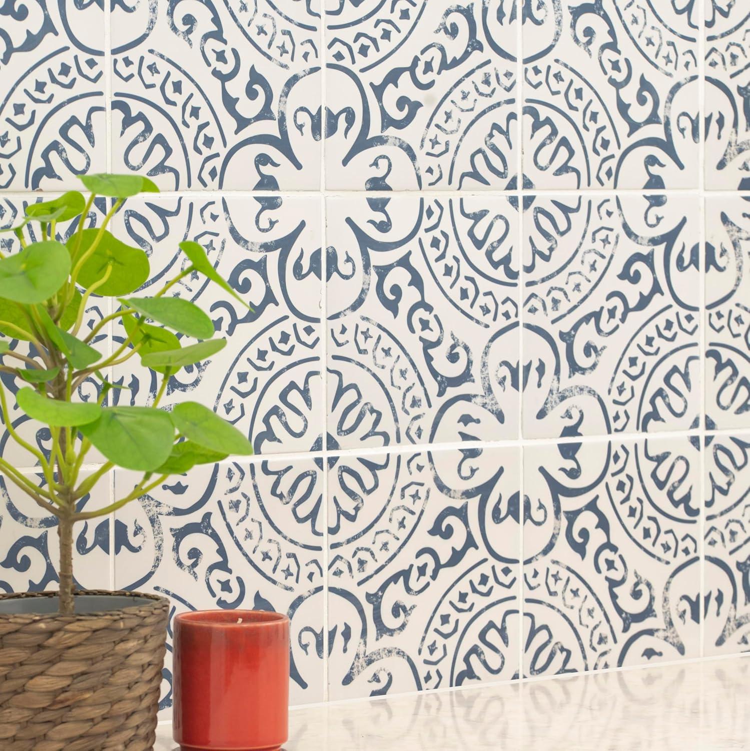 Ackland Amara 8" x 8" Encaustic Look Matte Porcelain Floor & Wall Tile