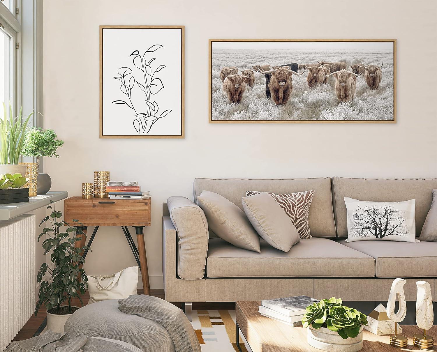 Kate and Laurel Sylvie Herd of Highland Cows Color Framed Canvas by The Creative Bunch Studio