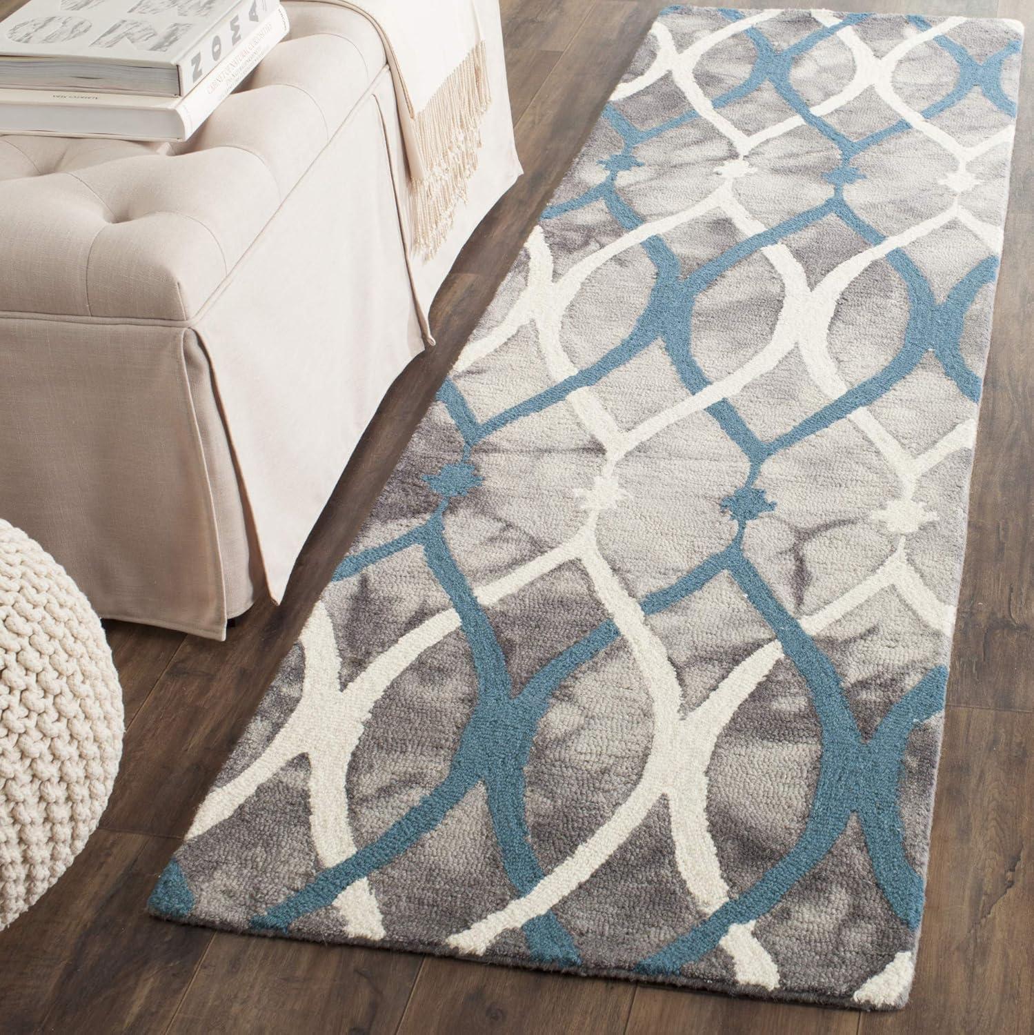 Graphite and Ivory Hand-Tufted Wool Runner Rug - 27x7 inches