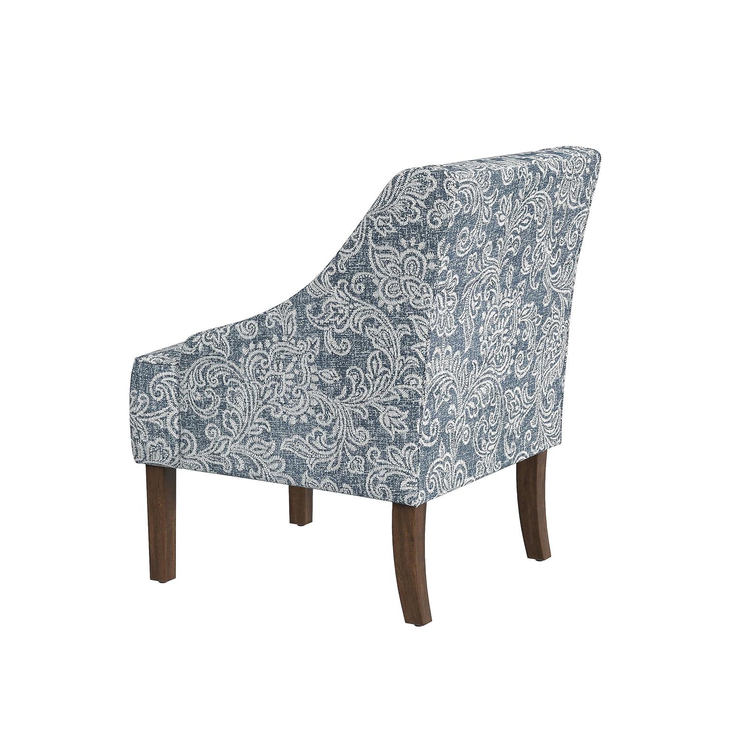 Classic Swoop Arm Chair Jacobean Print Denim - HomePop: Upholstered Polyester, Foam Fill, Hardwood Frame