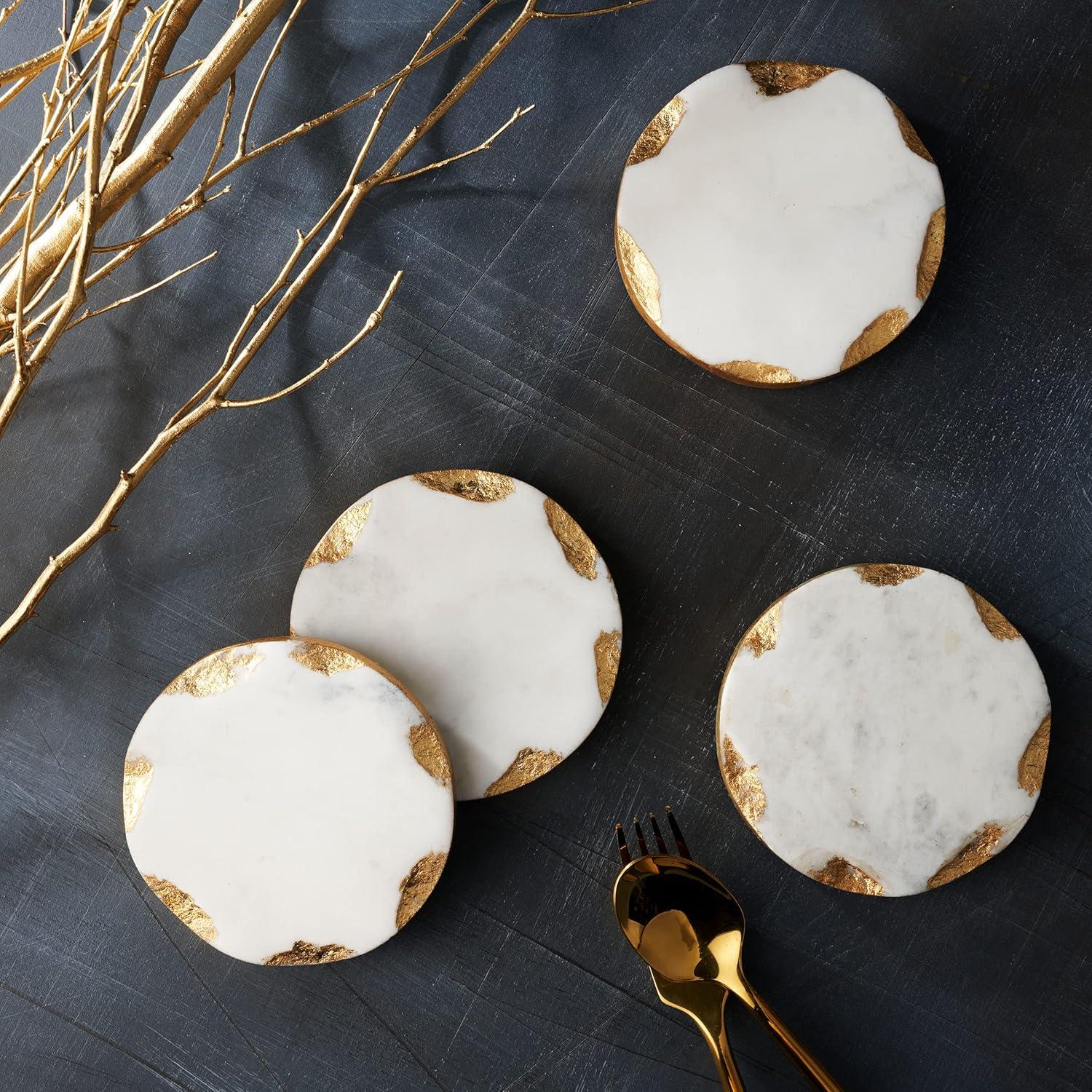 Alina Marquise Raw Edge Marble Coaster Set