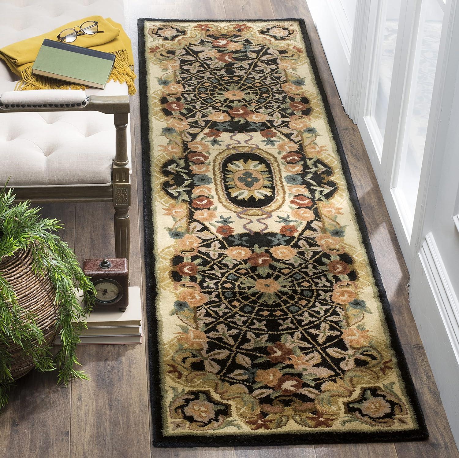 Classic CL304 Hand Tufted Runner Rug - Black/Gold - 2'3"x12' - Safavieh.