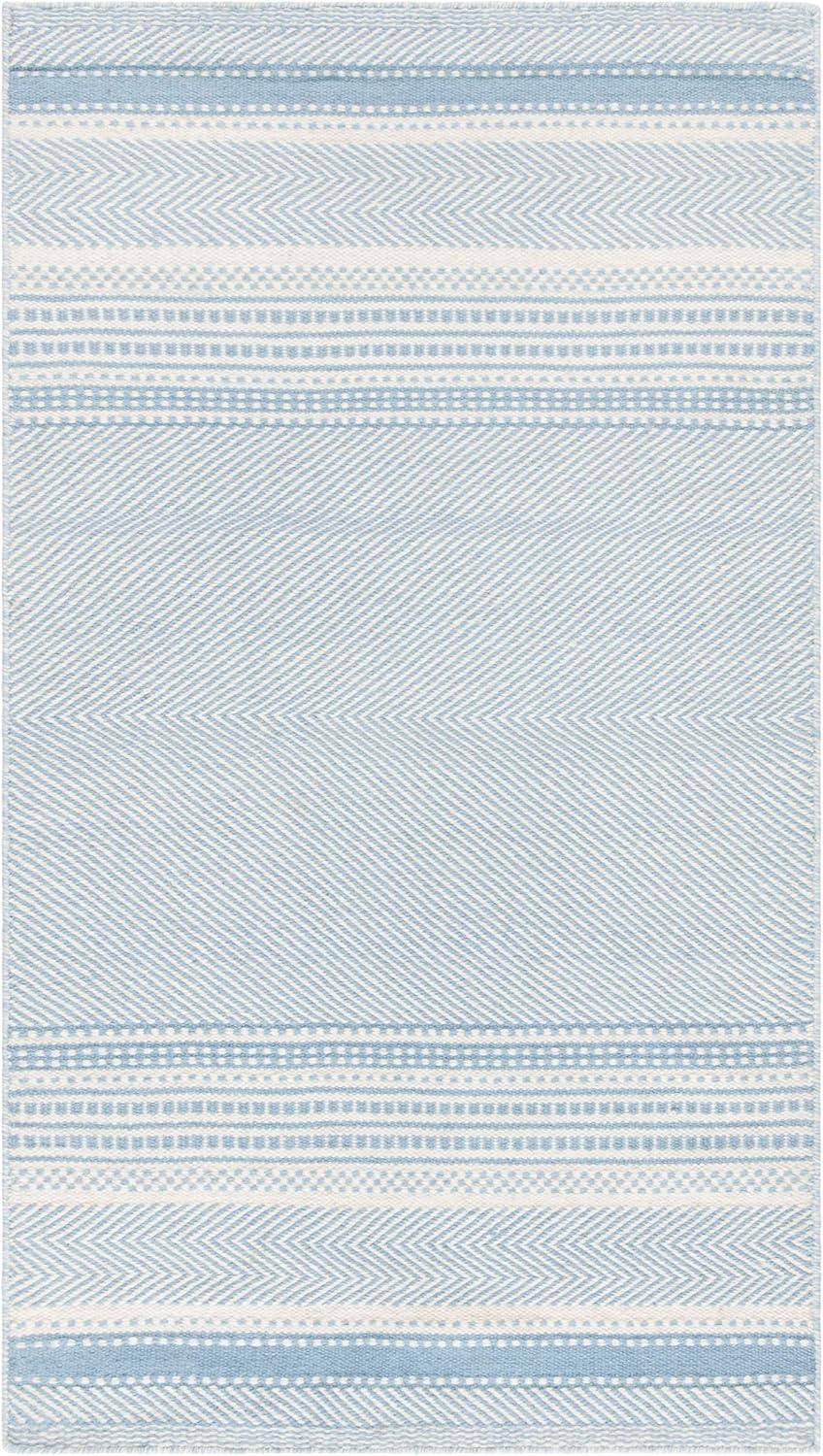 Grice Striped Handmade Flatweave Wool Blue Area Rug