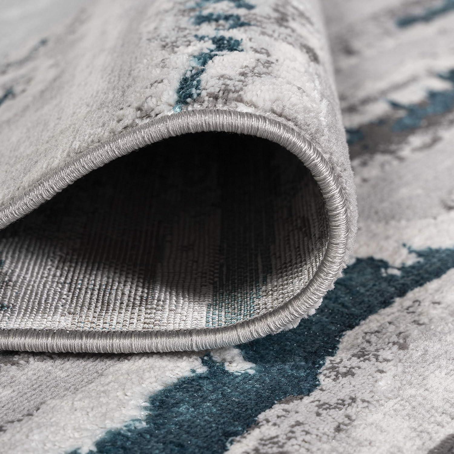 4'x6' Batten Modern Stripe Area Rug, Gray/Turquoise - JONATHAN Y