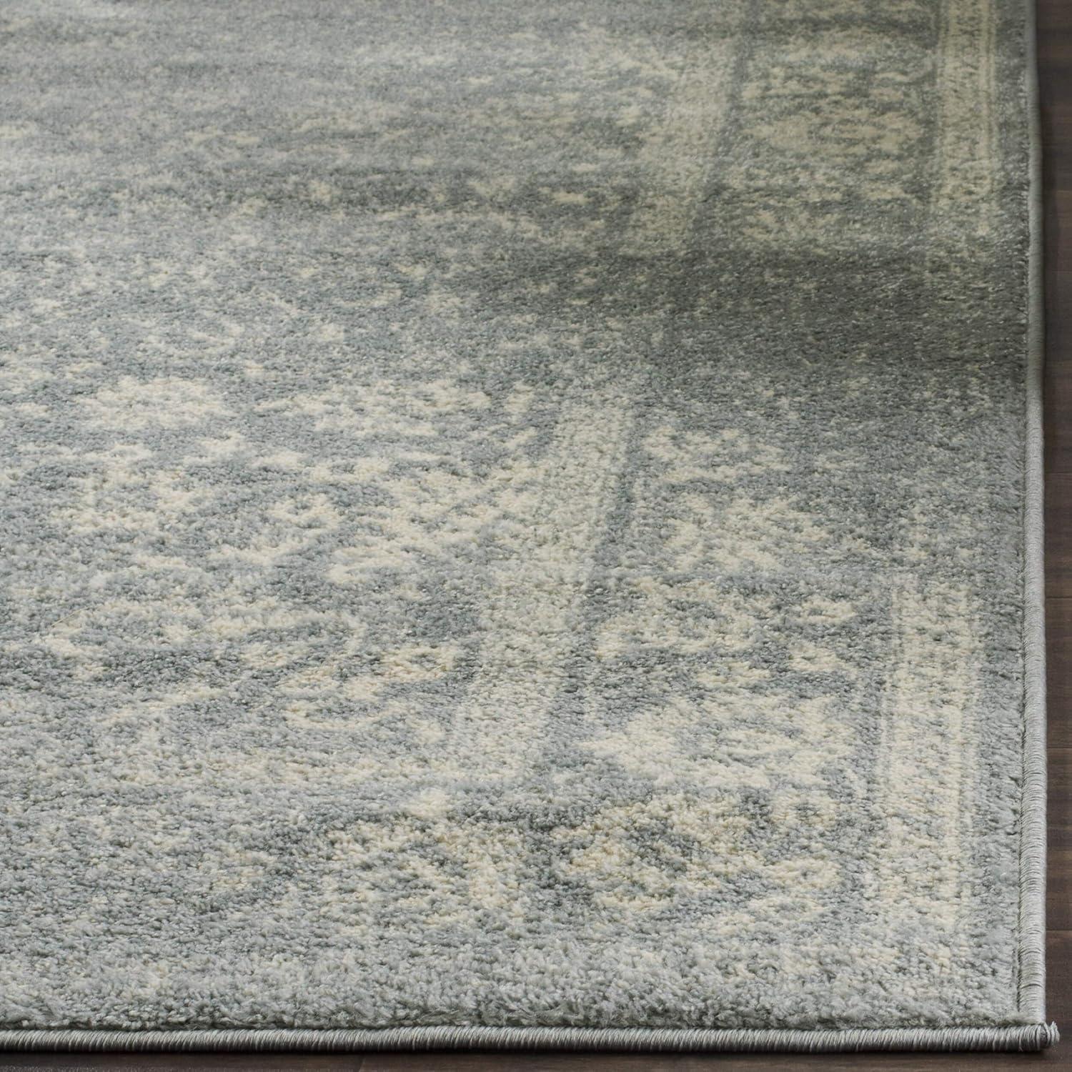 Slate & Ivory Synthetic 6' x 9' Hand-Knotted Area Rug