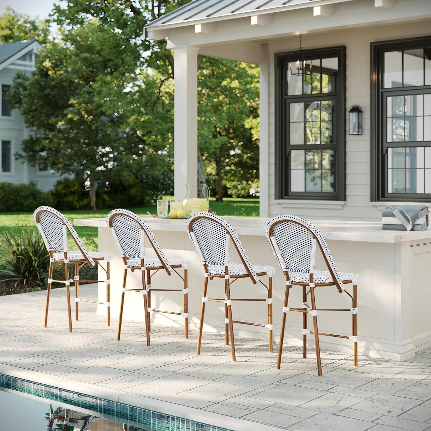 Martha Stewart Martha Stewart Lily Pond All-Weather Stackable Patio Bistro Counter Stools (Set of 2)