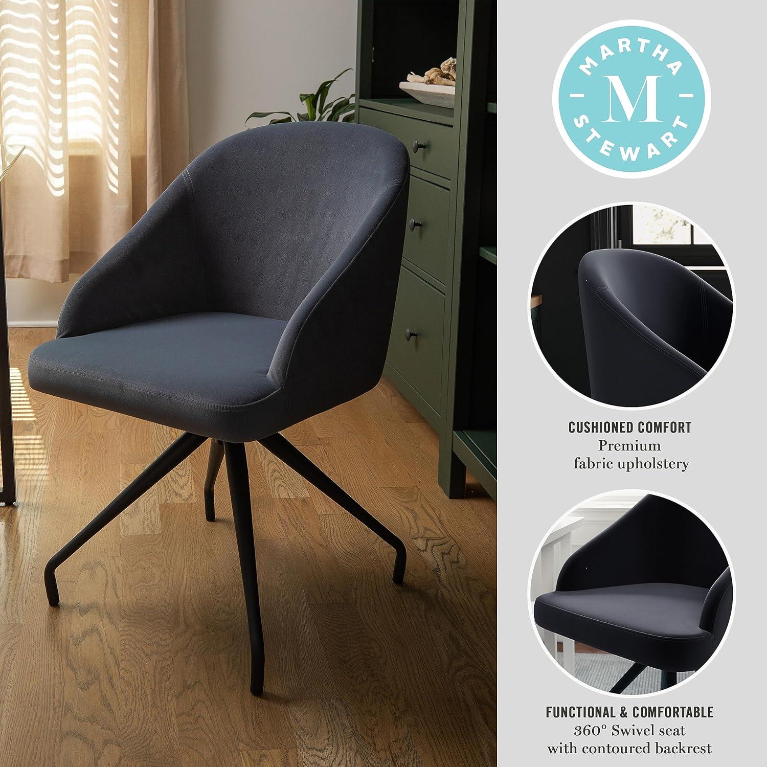 Martha Stewart Martha Stewart Sora Upholstered Stationary Swivel Home Office Chair