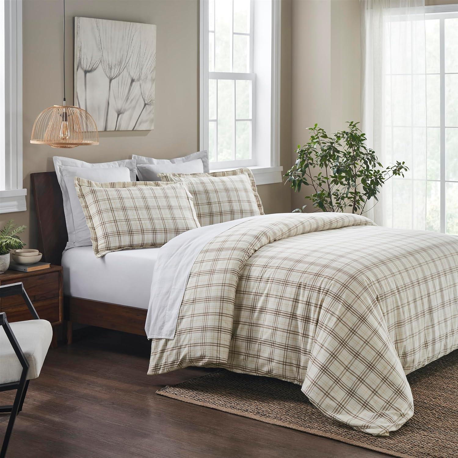 Superior Plaid Flannel Cotton Classic Modern Farmhouse Duvet Cover Set