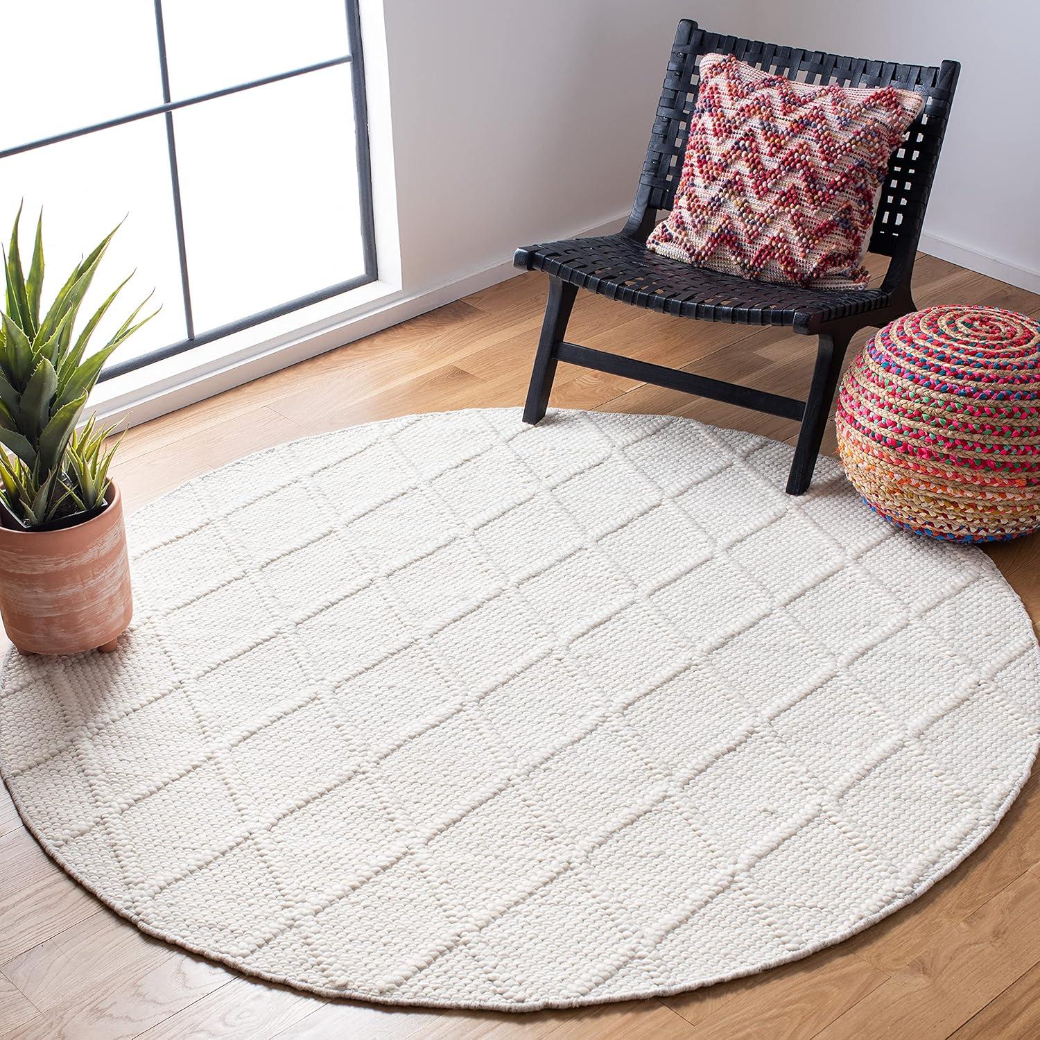 Natura NAT310 Hand Woven Area Rug - Ivory/Ivory - 8' round - Safavieh.