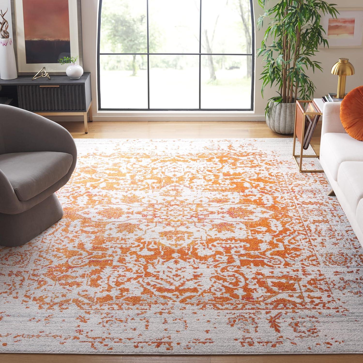 Madison MAD603 Power Loomed Indoor Area Rug - Orange/Ivory - 9'x12' - Safavieh