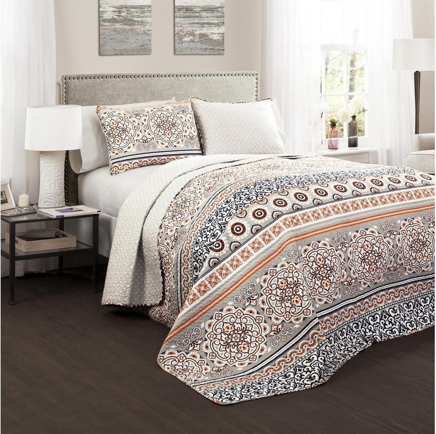 Lush Decor Nesco Navy 320 TC Reversible Modern & Contemporary 3 Piece Quilt Set