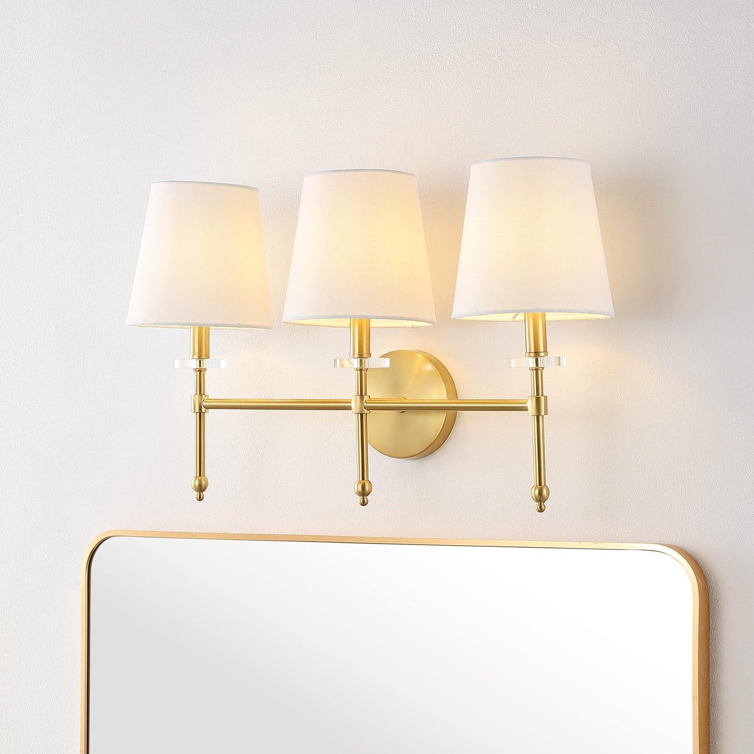 3-Light Brass Gold Modern Midcentury Vanity Light