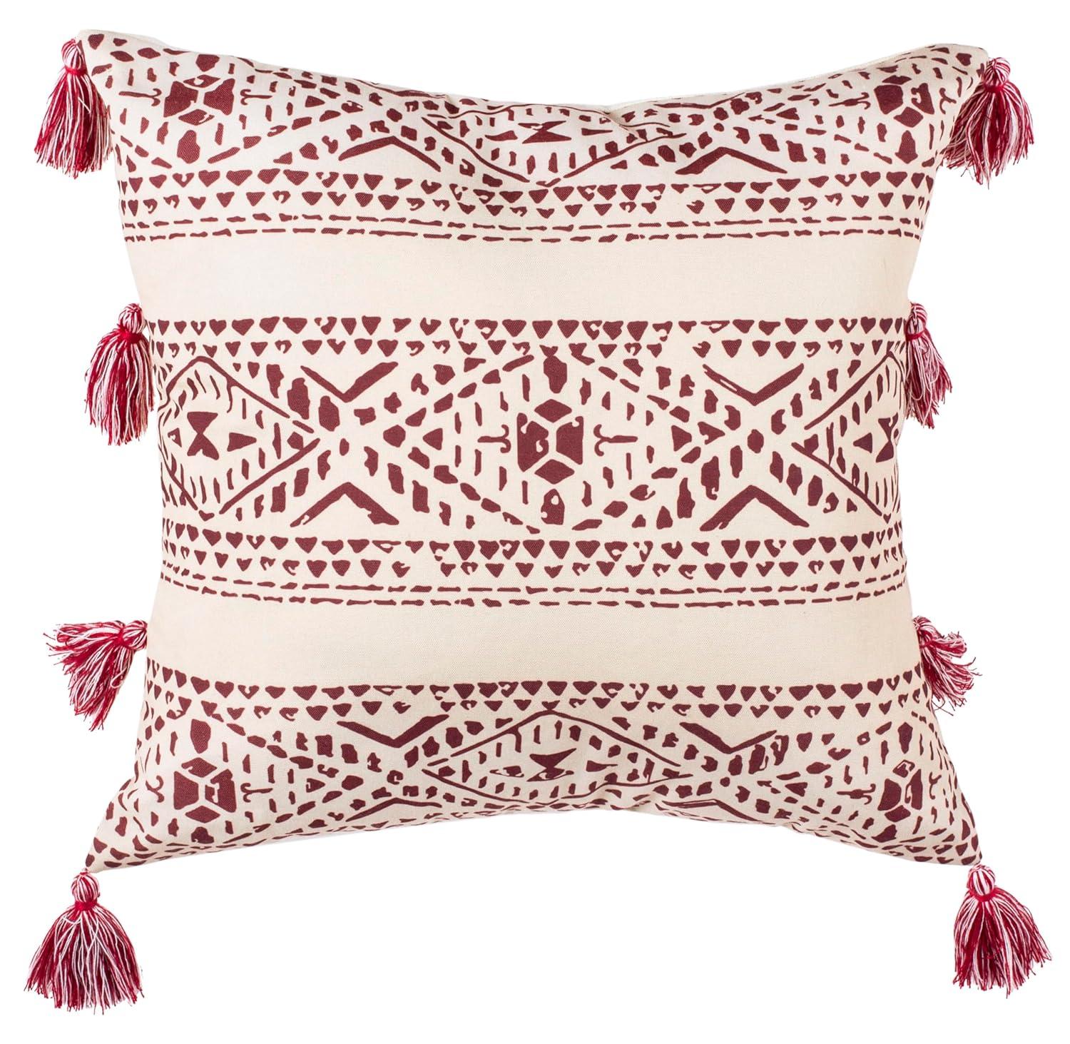 Landria Pillow - Beige/Red - 16"X16" - Safavieh