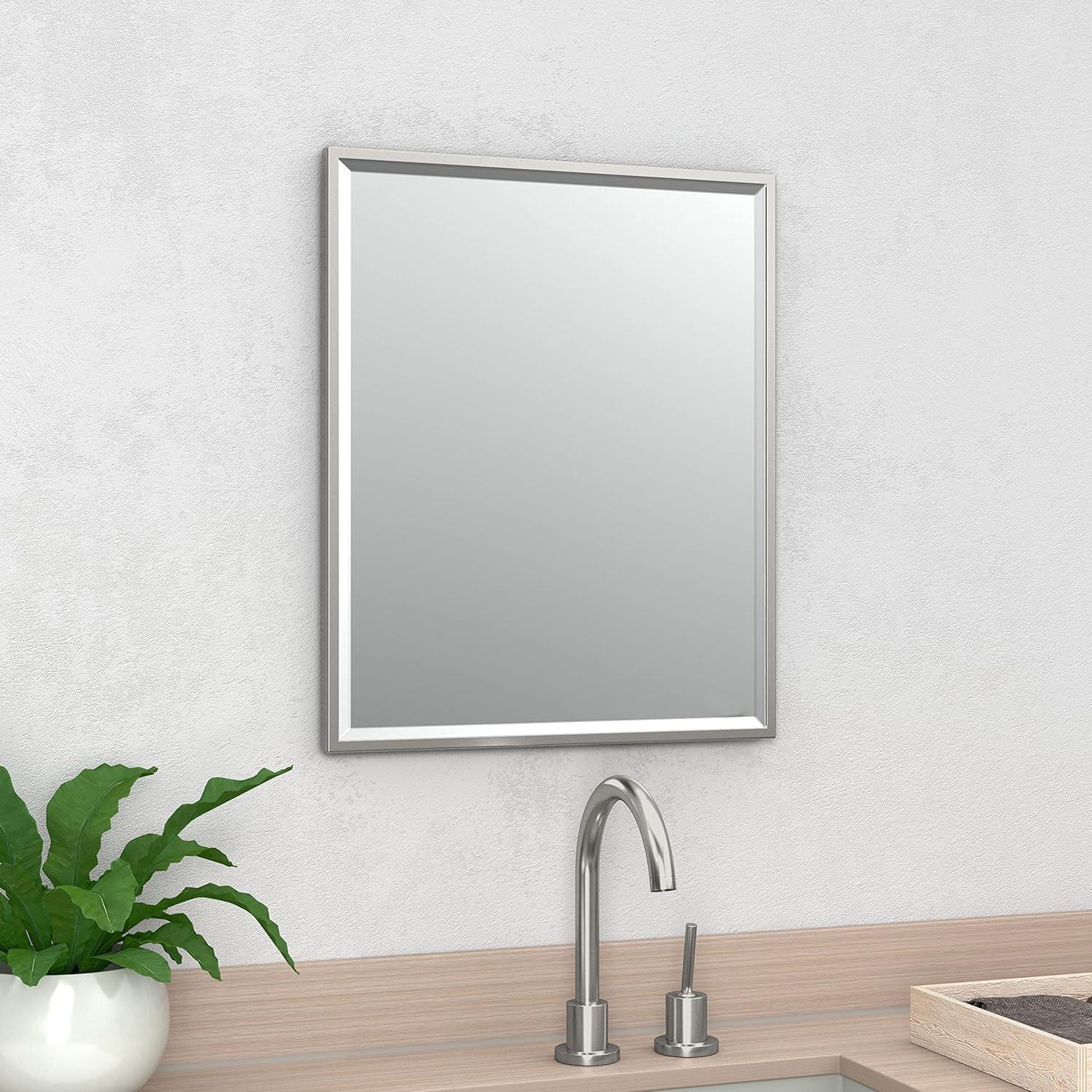 Modern Wall Mount Framed Rectangle Bathroom Vanity Mirror | Decorative Beveled MirrorFor Bedroom, Entryway, Livingroom | Mount Landscape or Portrait