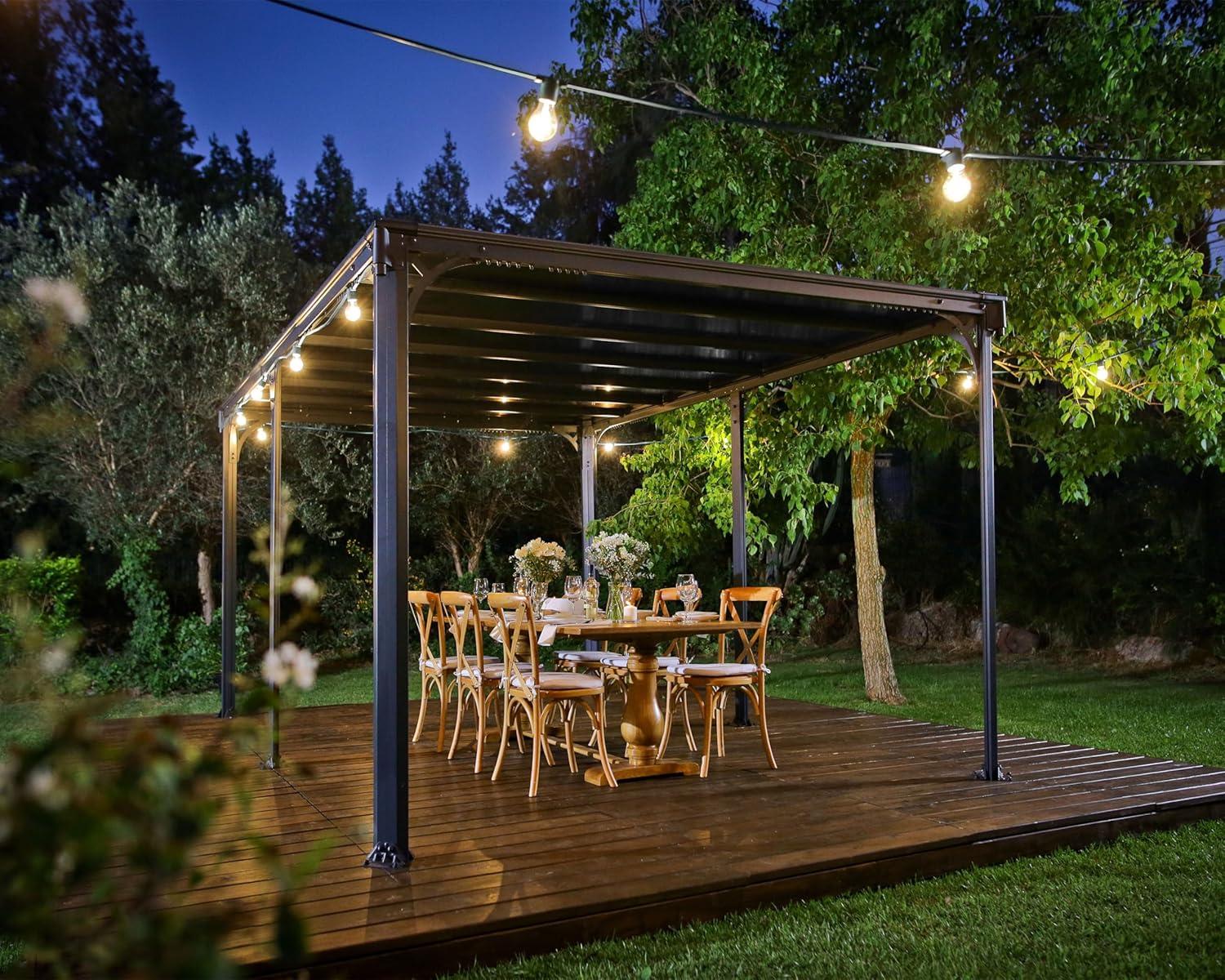 Canopia Canopia - Milano Aluminum Flat Top Gazebo with Polycarbonate Roof Panels – Durable Modern Outdoor Patio Shelter