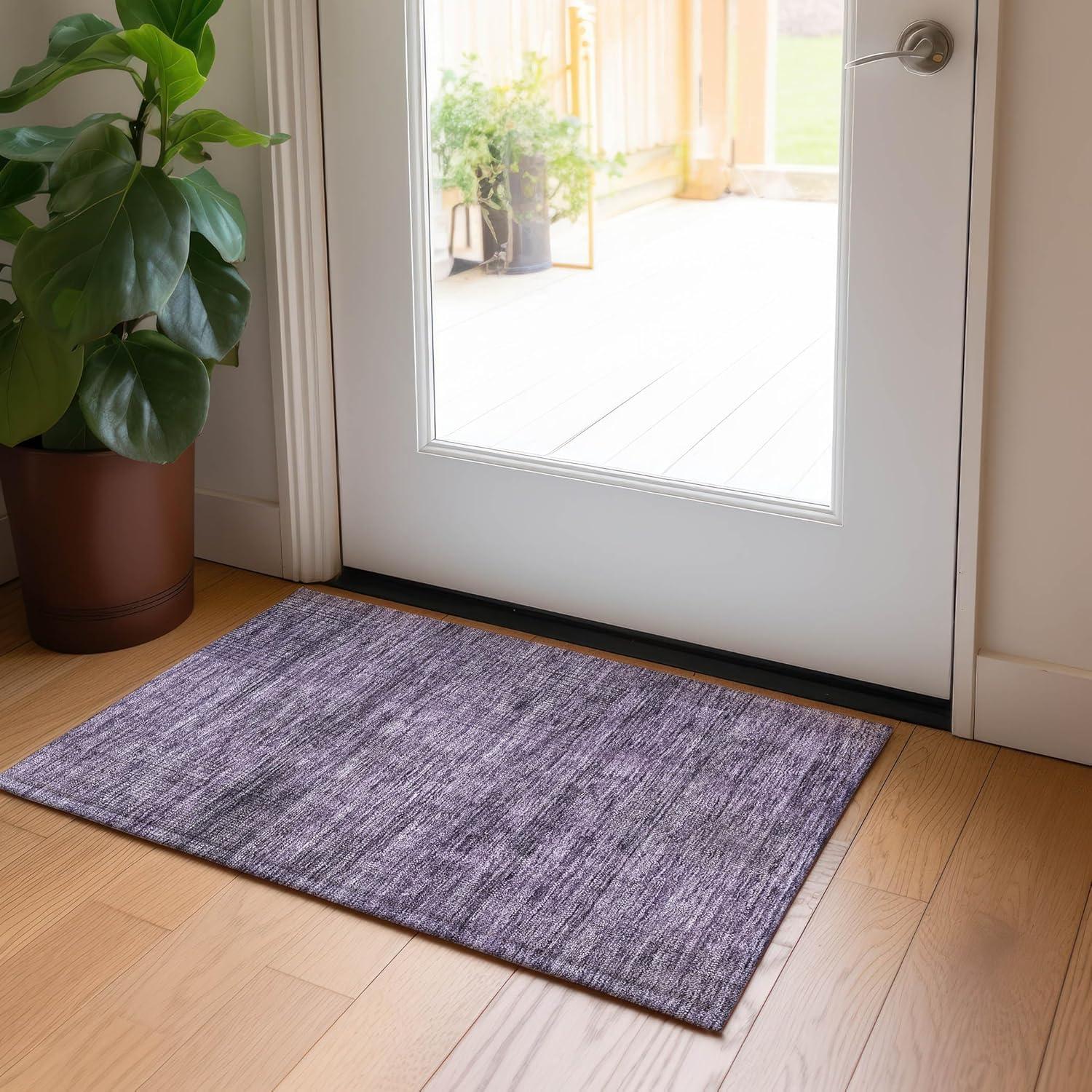 Plum Flat Woven Synthetic Indoor/Outdoor Washable Rug