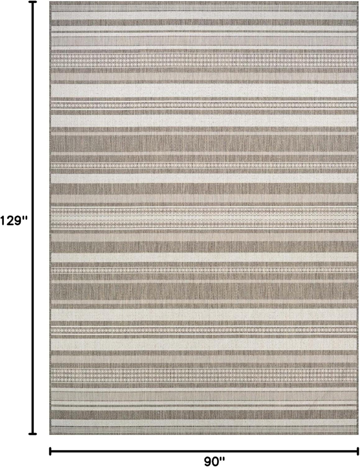 Couristan Recife Gazebo Stripe Indoor / Outdoor Area Rug, Champagne- Taupe, 7'6" x 10'9"