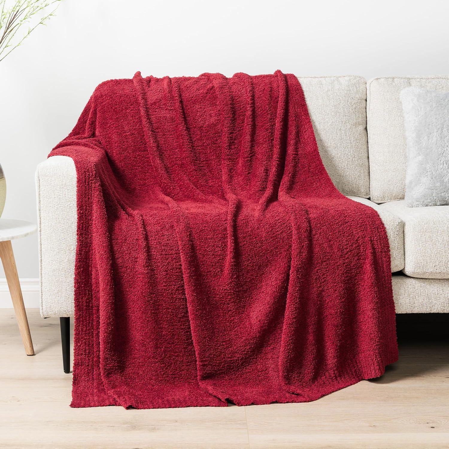 PAVILIA Plush Knit Throw Blanket for Couch Sofa Bed, Super Soft Fluffy Fuzzy Lightweight Warm Cozy All Season