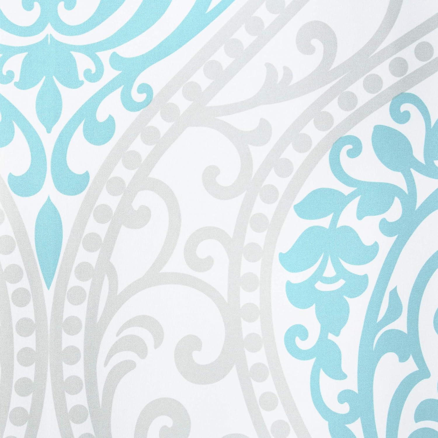 Comfort Spaces Coco Microfiber Teal/Gray Printed Damask Shower Curtain, 72"x72"