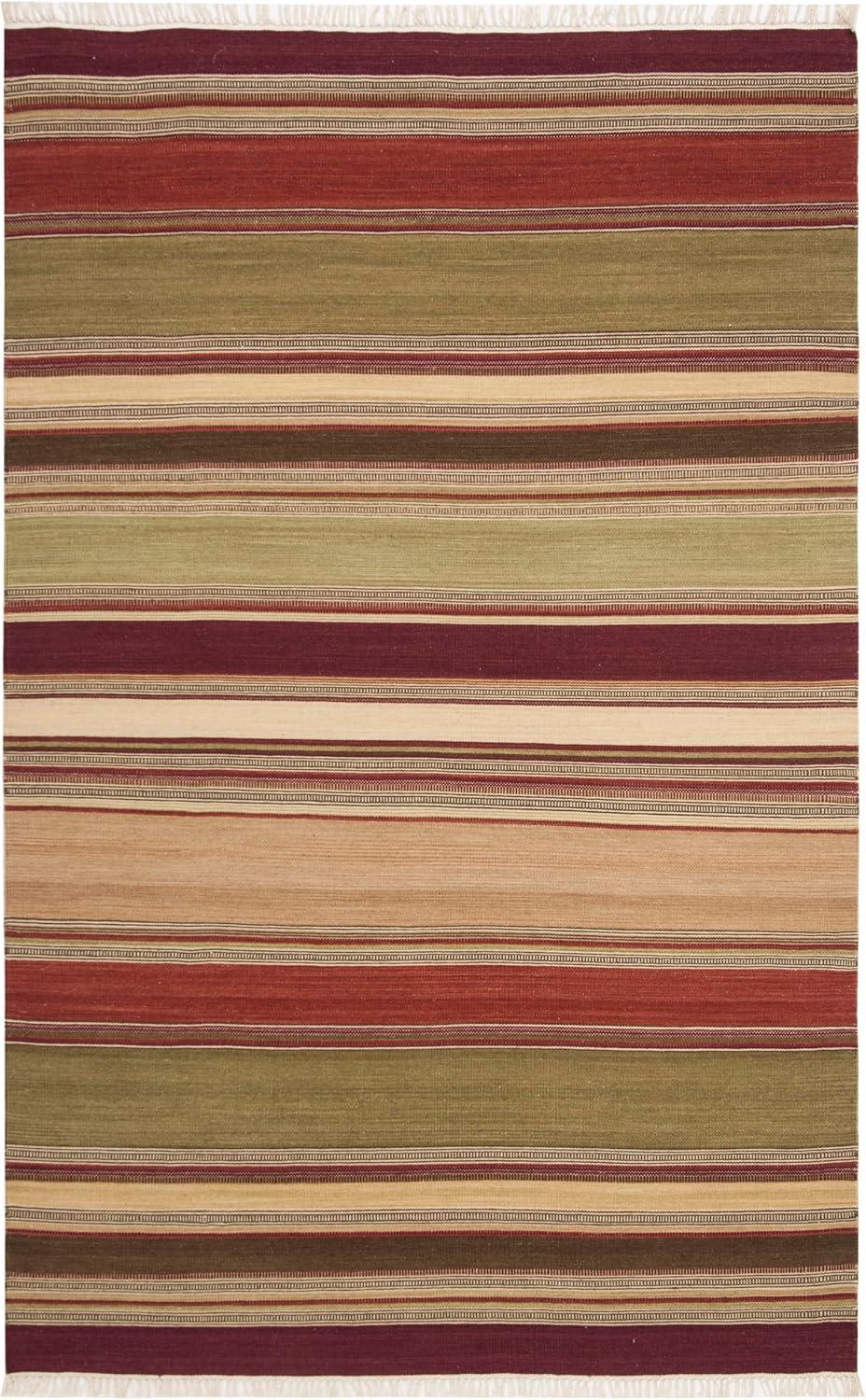 Striped Kilim STK313 Hand Woven Indoor Area Rug - Red - 4'x6' - Safavieh.