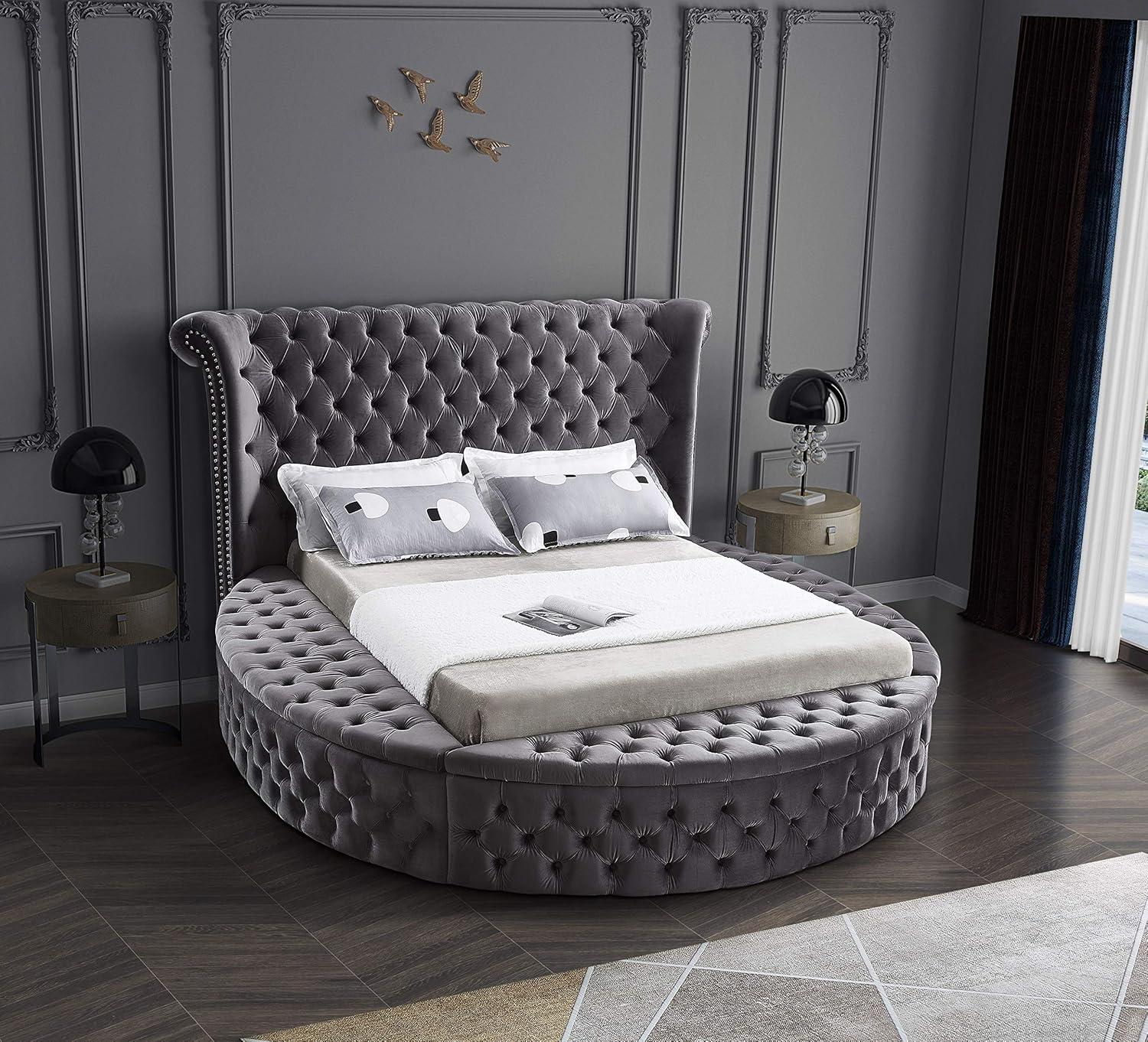 Meridian Furniture Luxus Gray Velvet King Bed