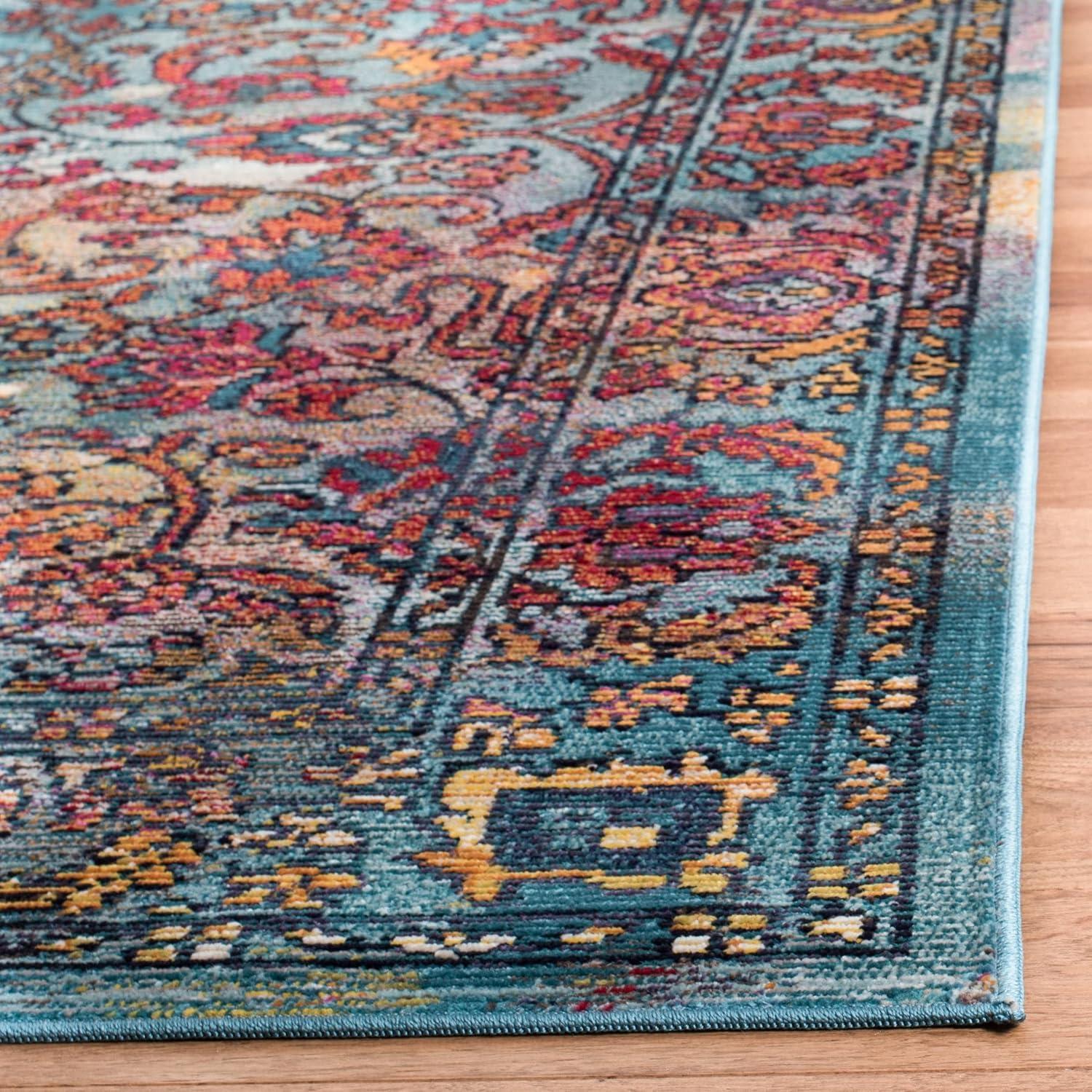 Crystal CRS515 Power Loomed Area Rug - Light Blue/Orange - 8'9"x11'9" - Safavieh.