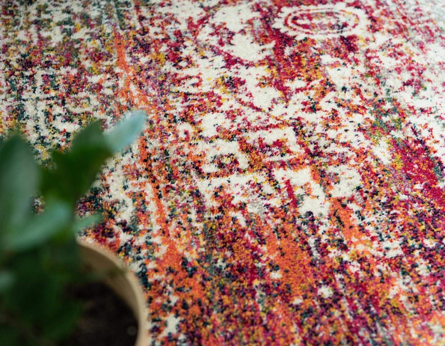 Unique Loom Richmond Collection Area Rug - Medallion (5' 3" Octagon Aqua/Ivory)