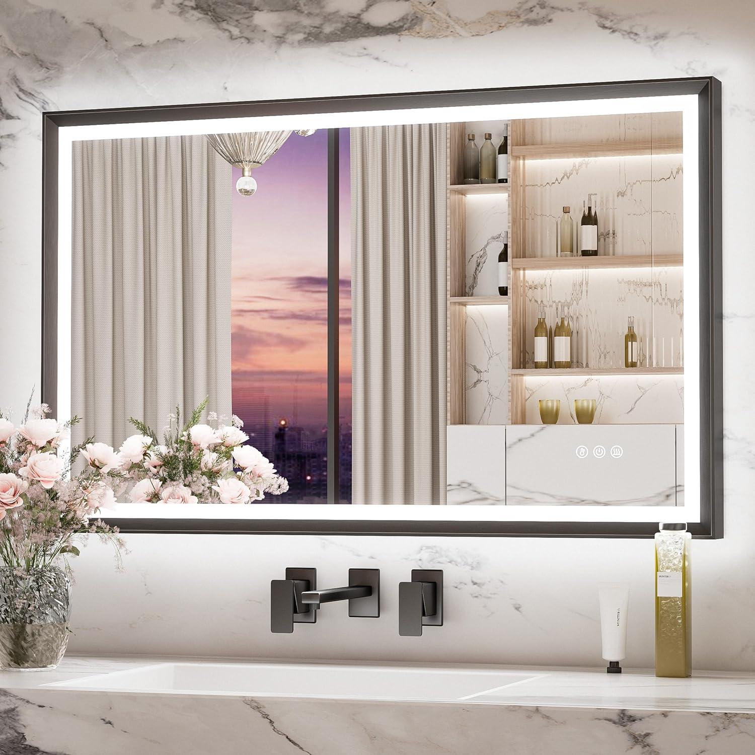 Ivy Bronx Keonjinn 40 X 24 In LED Bathroom Mirror With Lights, Adjustable 3 Color Lights, LED Vanity Mirror, Wall Mounted Anti-Fog Dimmable Mirror, UL Listed LED Driver, HD Tempered Glass(Horizontal/Vertical)