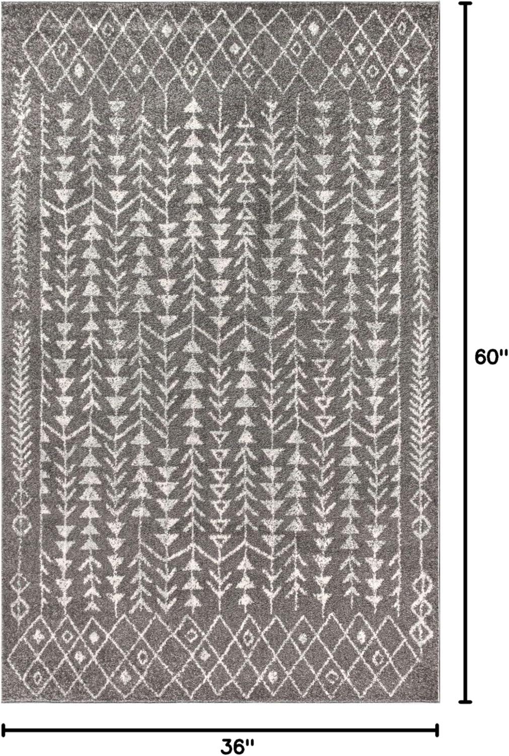 3'x5' Ziri Moroccan Geometric Area Rug, Grey/Cream - JONATHAN Y